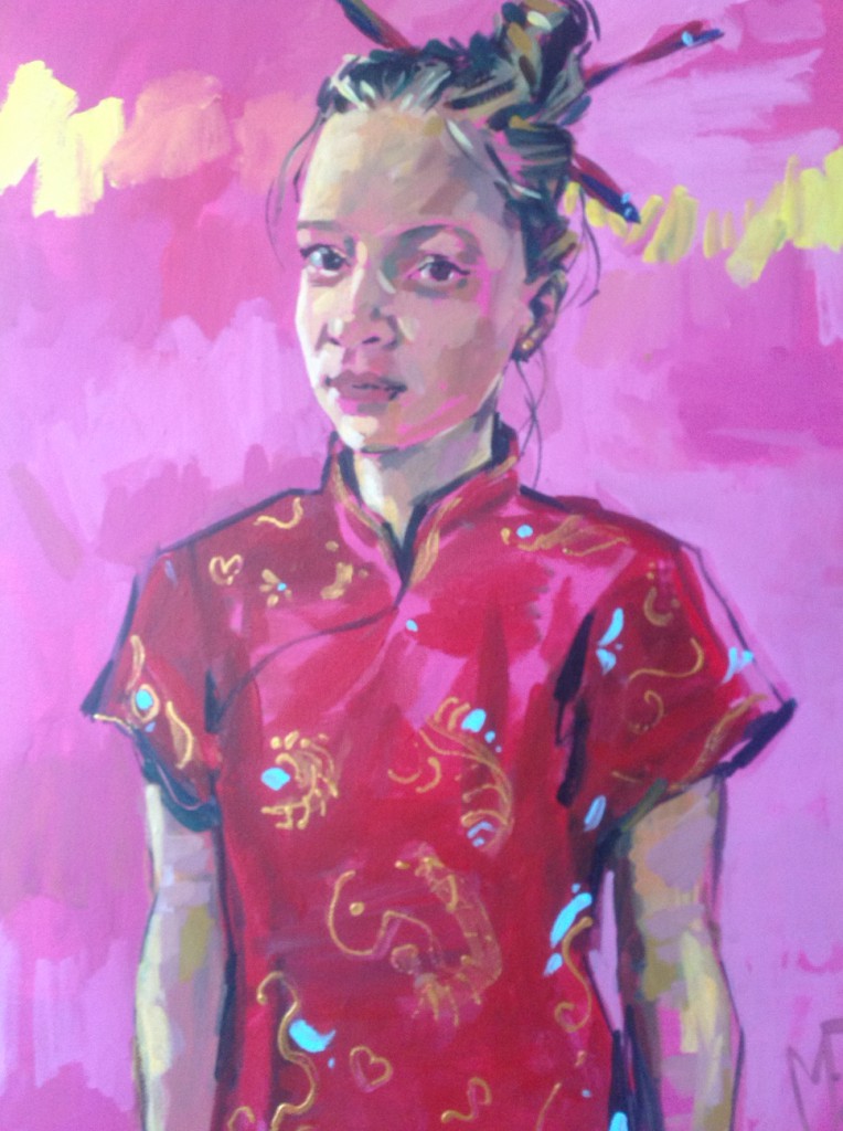 Portret meisje acryl op doek